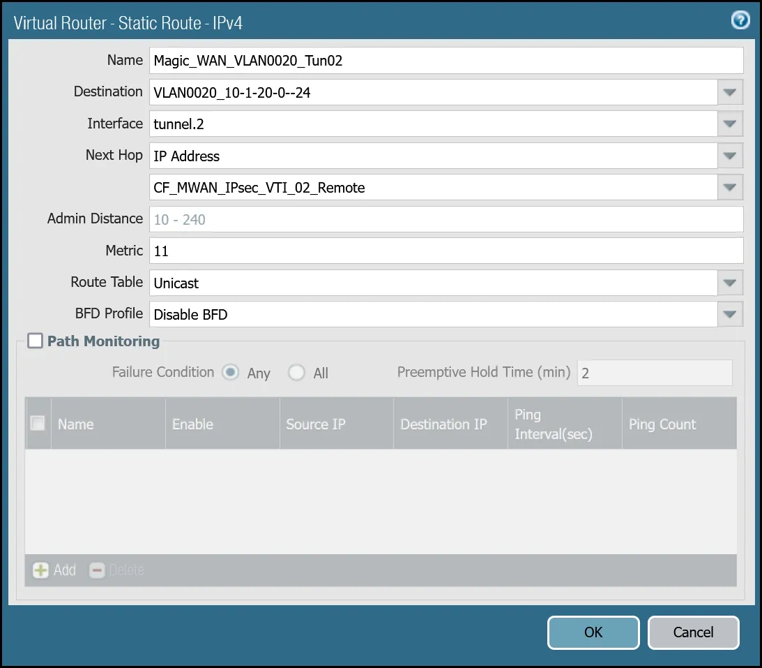 Static Route - VLAN0020 (10.1.20.0/24 via tunnel.1)